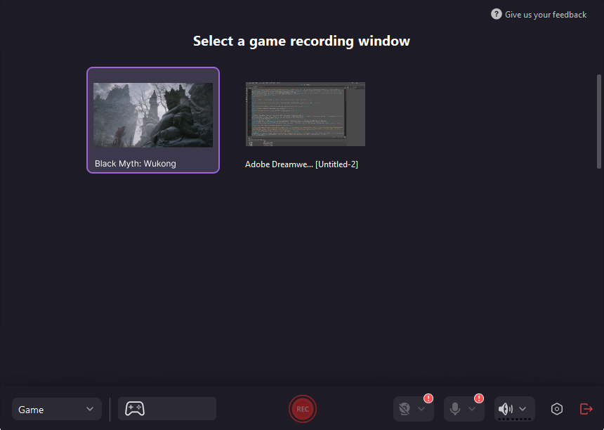 choose recording window